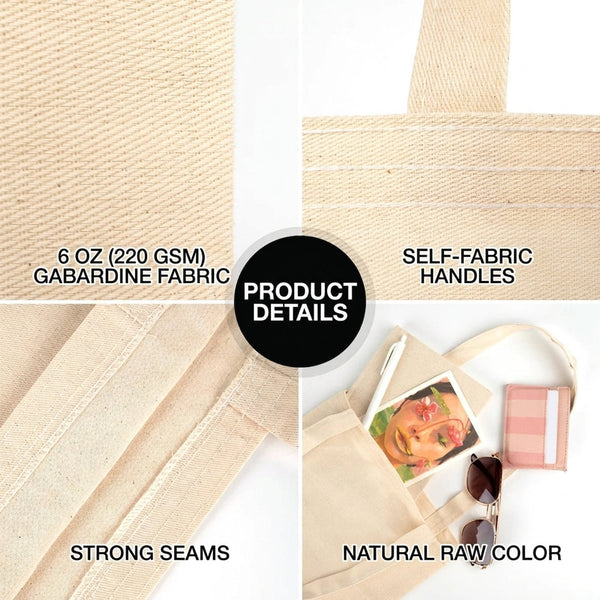 Custom Long Handle Tote Bag 10"x14" With Logo – Mini Printed, 6 oz Gabardine Fabric - Pamusan.com