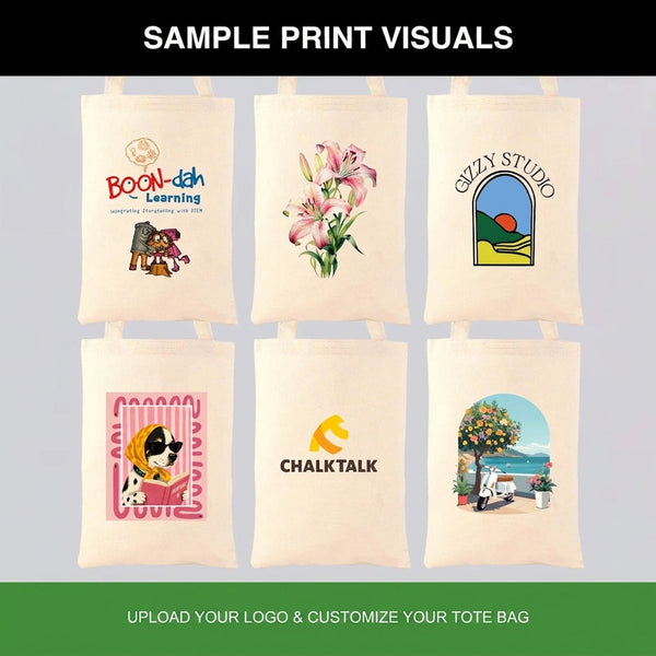 Custom Long Handle Tote Bag 10"x14" With Logo – Mini Printed, 6 oz Gabardine Fabric - Pamusan.com