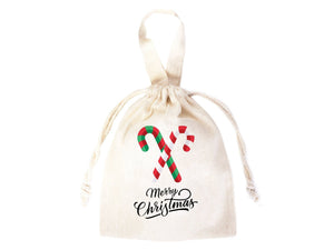 Custom Merry Christmas Bags  Logo & Text  - 6"W x 8"H - Personalized Cotton and Muslin Pouches — logo detail | Pamusan