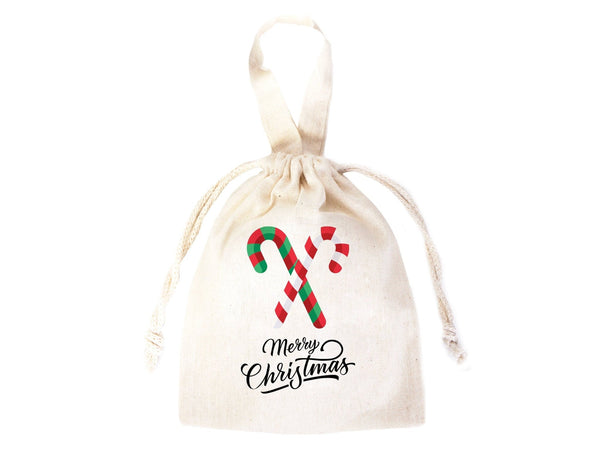 Custom Merry Christmas Bags  Logo & Text  - 6"W x 8"H - Personalized Cotton and Muslin Pouches — logo detail | Pamusan