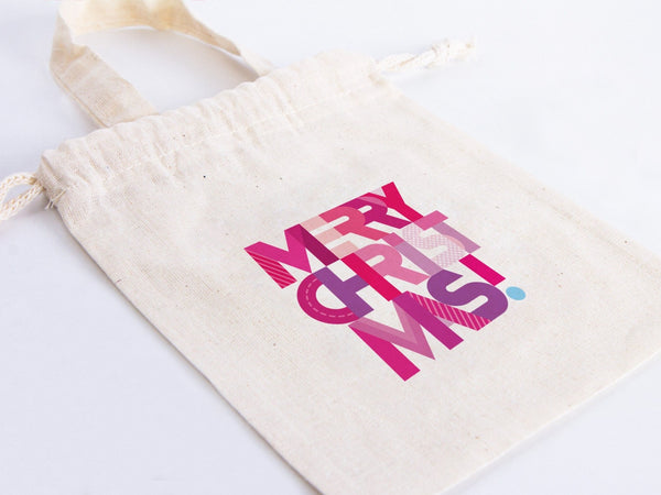 Custom Merry Christmas Gift Bag - 6"W x 8"H (15 x 20 cm) t, Personalized Christmas Mini Bag - Pamusan.com