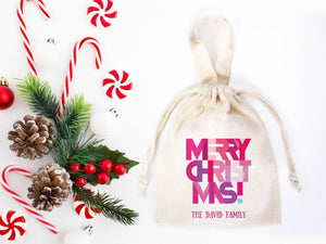 Custom Merry Christmas Gift Bag - 6"W x 8"H (15 x 20 cm) t, Personalized Christmas Mini Bag - Pamusan.com