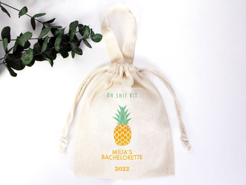 Custom Name Bachelorette Party Bag – 6" x 8" Organic Cotton Hangover Kit Pouch | Pamusan