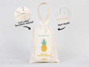 Custom Name Bachelorette Party Bag – 6" x 8" Organic Cotton Hangover Kit Pouch — print detail | Pamusan