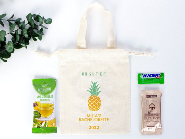 Custom Name Bachelorette Party Bag – 6" x 8" Organic Cotton Hangover Kit Pouch | Pamusan