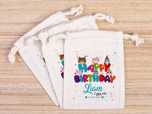 Happy Birthday Gift Bags – Personalized First Birthday Party Bags, Custom Name Goodie Bags for Kids — custom print | Pamusan
