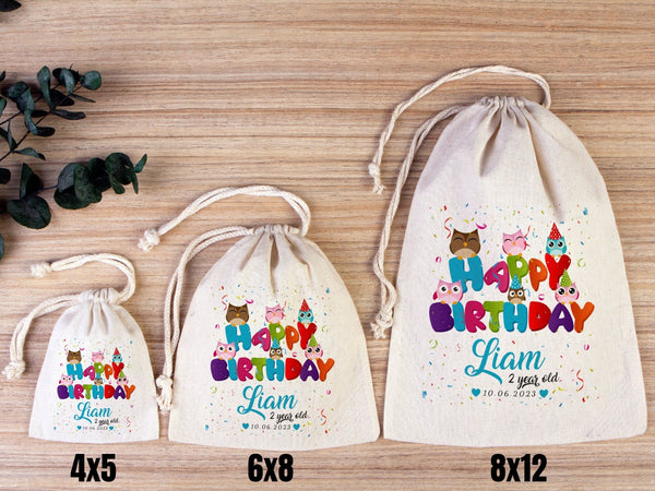Happy Birthday Gift Bags – Personalized First Birthday Party Bags, Custom Name Goodie Bags for Kids — custom print | Pamusan