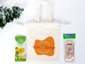 Custom Name Palm Springs Bachelorette Party Bags -  6"W x 8"H — print detail | Pamusan