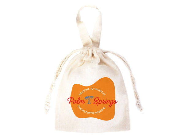 Custom Name Palm Springs Bachelorette Party Bags -  6"W x 8"H — print detail | Pamusan