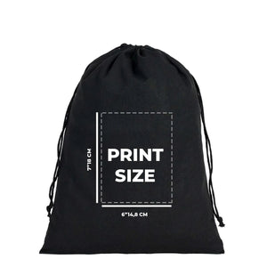 Custom Printed Black Cotton Drawstring Pouch – 12" × 16" – 4 oz - Pamusan.com