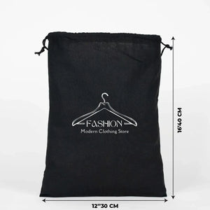 Custom Printed Black Cotton Drawstring Pouch – 12" × 16" – 4 oz - Pamusan.com