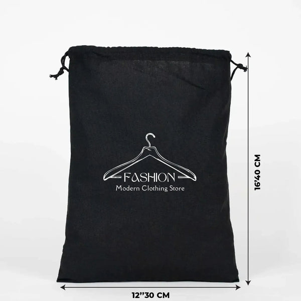 Custom Printed Black Cotton Drawstring Pouch – 12" × 16" – 4 oz - Pamusan.com