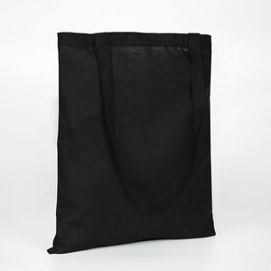 Black drawstring bag on a white background