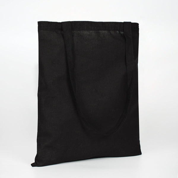 Black drawstring bag on a white background