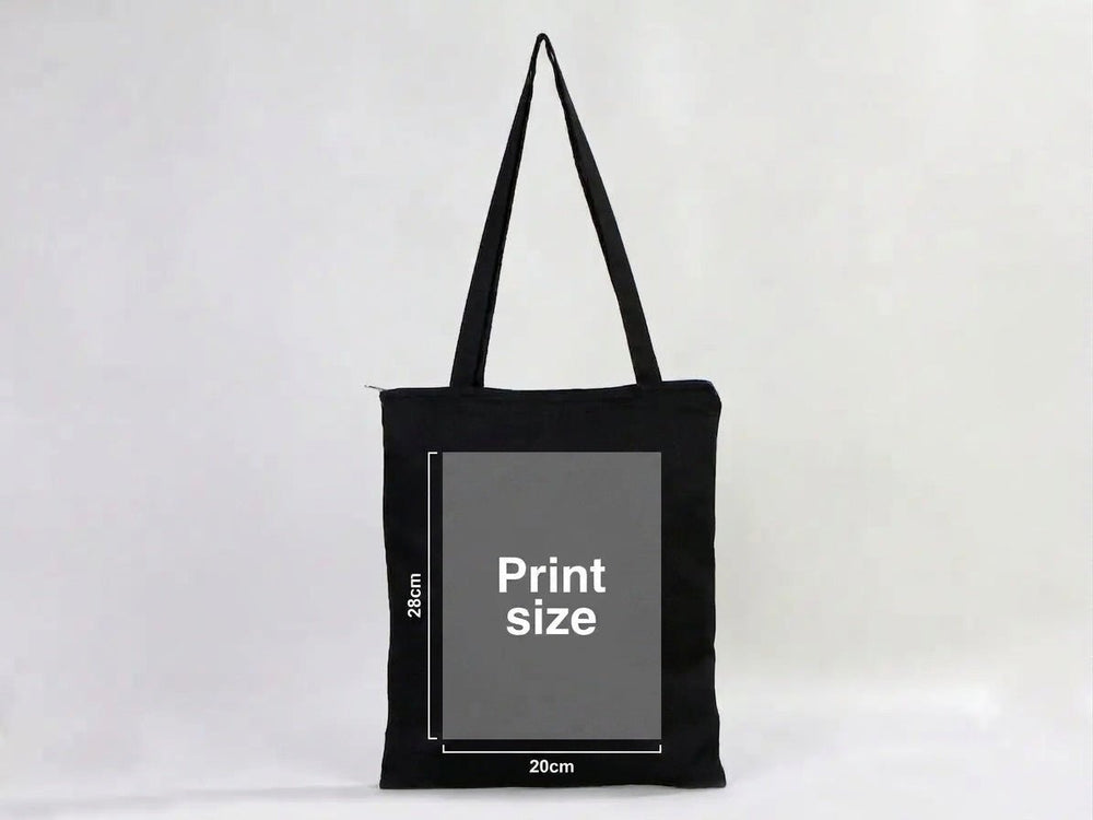 Gabardine Tote Bags With Zipper – Black 14"W x 16"H Custom Cotton Promotional Bags - Pamusan.com