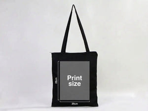 Custom Printed Black Cotton Tote Bag With Zipper – Reusable Lightweight Bag 14x16 Inches - Pamusan.com