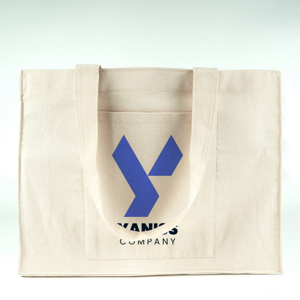 Custom Printed Canvas Tote Bag with Front Pocket – 18" × 14" × 4" (45 × 35 × 10 cm) – Full Gusset – 10 oz - Pamusan.com