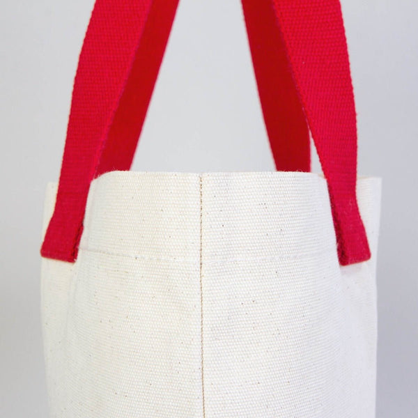 Custom Printed Canvas Tote Bag with Red Woven Handles – 18" × 14" × 3" (45 × 35 × 8 cm) – Thick 10 oz Cotton - Pamusan.com