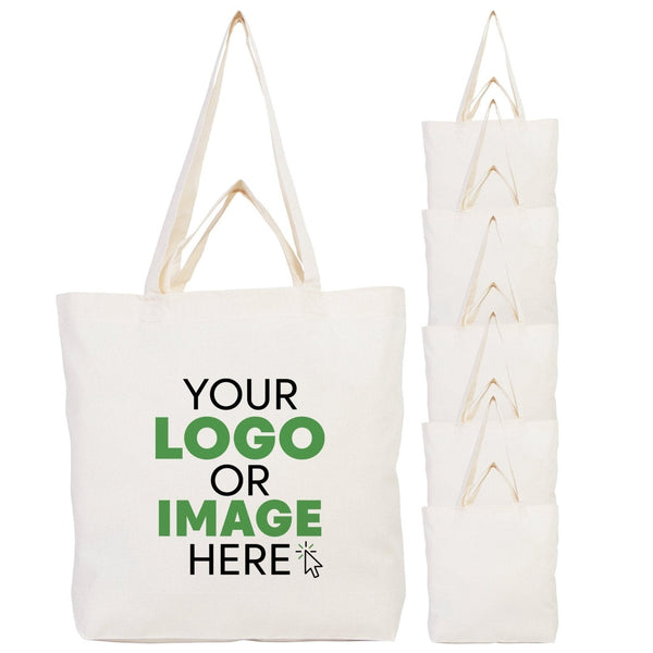 Custom Printed Cotton Grocery Tote Bag – 19"W x 16"H x 4"D Reusable Double Handle Shopping Bag - Pamusan.com