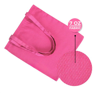 Pink fabric with a close-up of texture and weight information on a white background