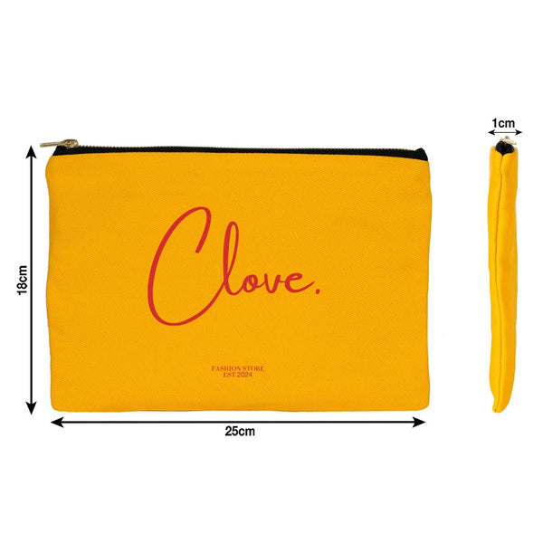 Custom Printed Yellow Canvas Clutch Pouch – 10" × 7" (25 × 18 cm) – 10 oz - Pamusan.com