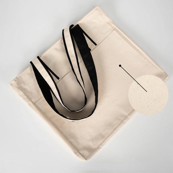 Custom Printed Zippered Canvas Tote Bag – 16" × 14" × 4" (40 × 35 × 10 cm) – Front Pockets – Black Handle - Pamusan.com