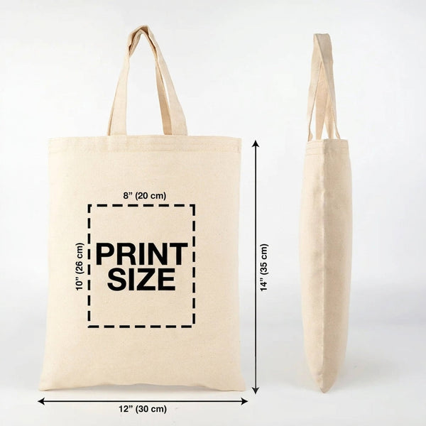 Custom Short Handle Tote Bag 12"x14" With Logo – 6 oz Gabardine Fabric - Pamusan.com