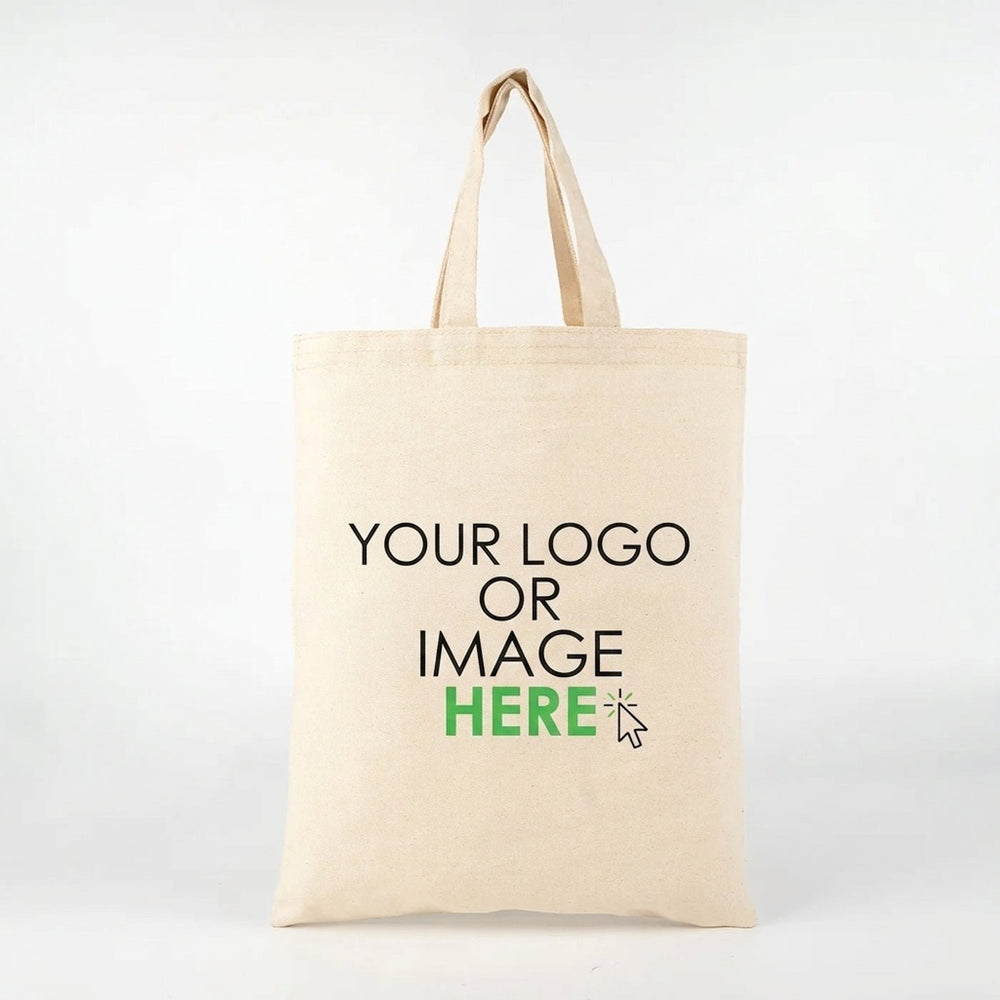 Custom Short Handle Tote Bag 12"x14" With Logo – 6 oz Gabardine Fabric - Pamusan.com