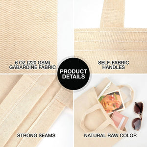 Custom Short Handle Tote Bag 12"x14" With Logo – 6 oz Gabardine Fabric - Pamusan.com