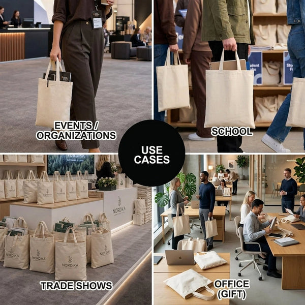Custom Short Handle Tote Bag 12"x14" With Logo – 6 oz Gabardine Fabric - Pamusan.com
