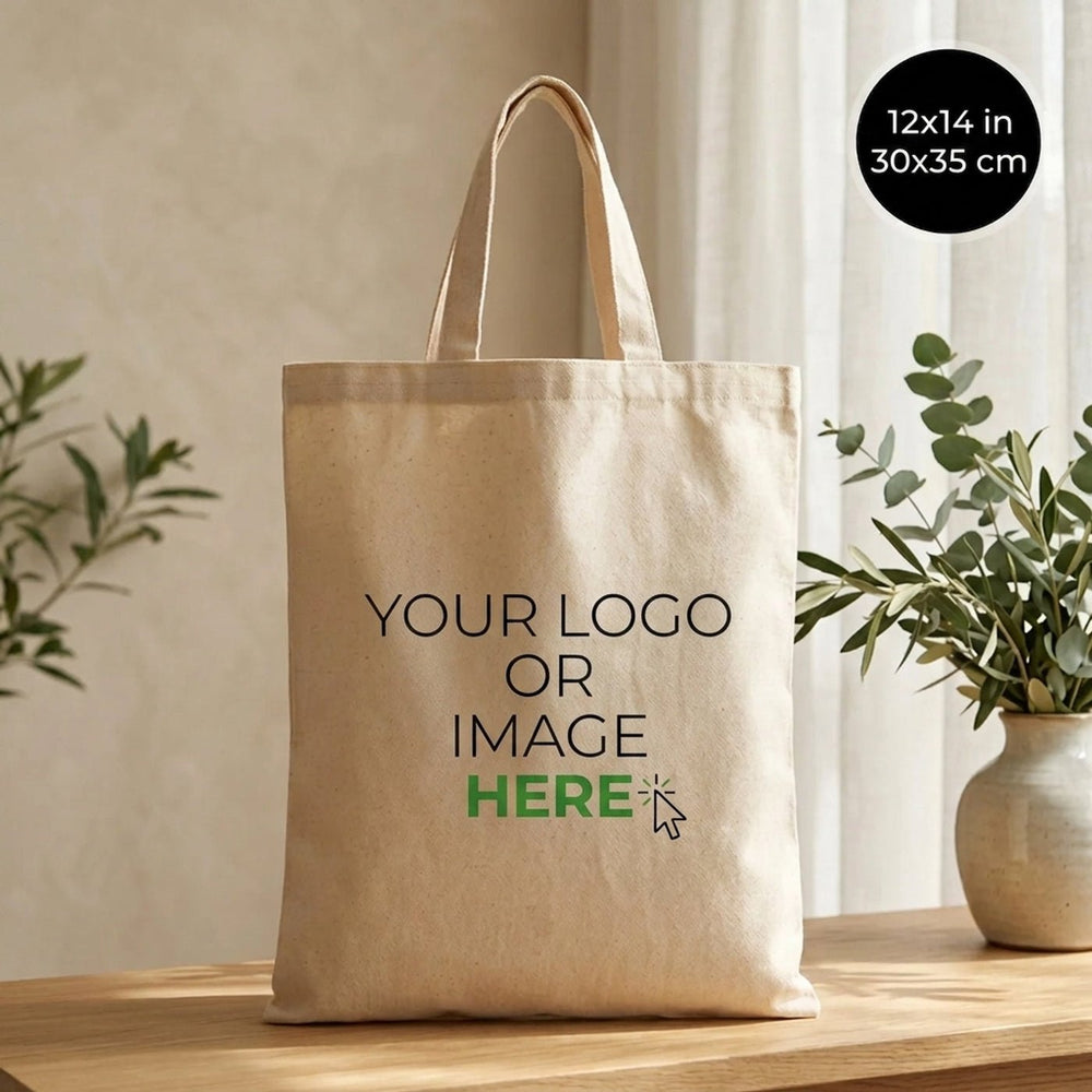 Custom Short Handle Tote Bag 12"x14" With Logo – 6 oz Gabardine Fabric - Pamusan.com