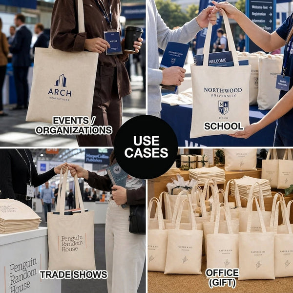Custom Tote Bag 12"x14" With Logo – Full-Color Print, 6 oz Gabardine Fabric - Pamusan.com