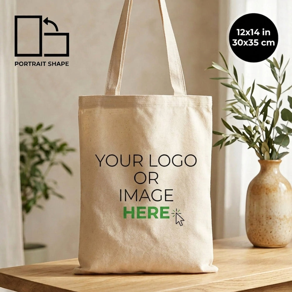 Custom Tote Bag 12"x14" With Logo – Full-Color Print, 6 oz Gabardine Fabric - Pamusan.com