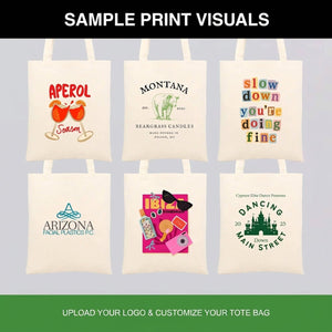 Custom Tote Bag 12"x14" With Logo – Full-Color Print, 6 oz Gabardine Fabric - Pamusan.com