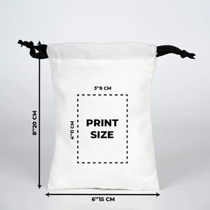 Custom White Canvas Drawstring Bag – Black Cord - 6" × 8" (15 × 20 cm) – 10 oz - Pamusan.com