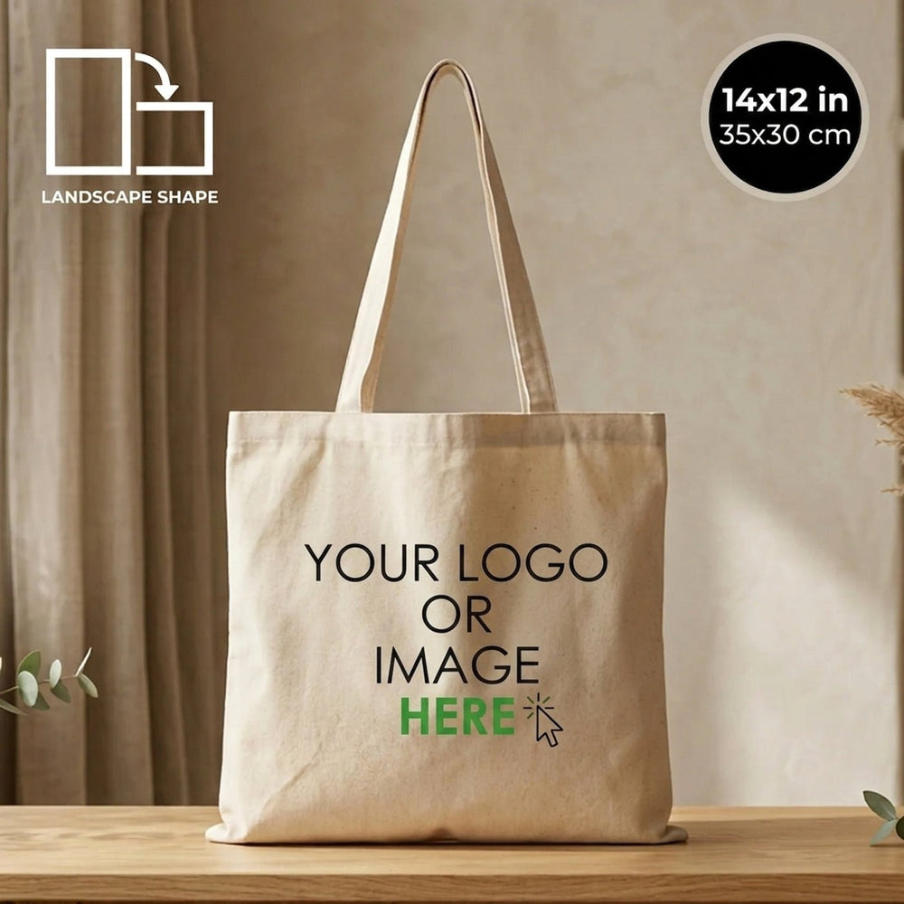 Custom Wide Tote Bag 14"x12" With Logo – Landscape Print, 6 oz Gabardine Fabric - Pamusan.com