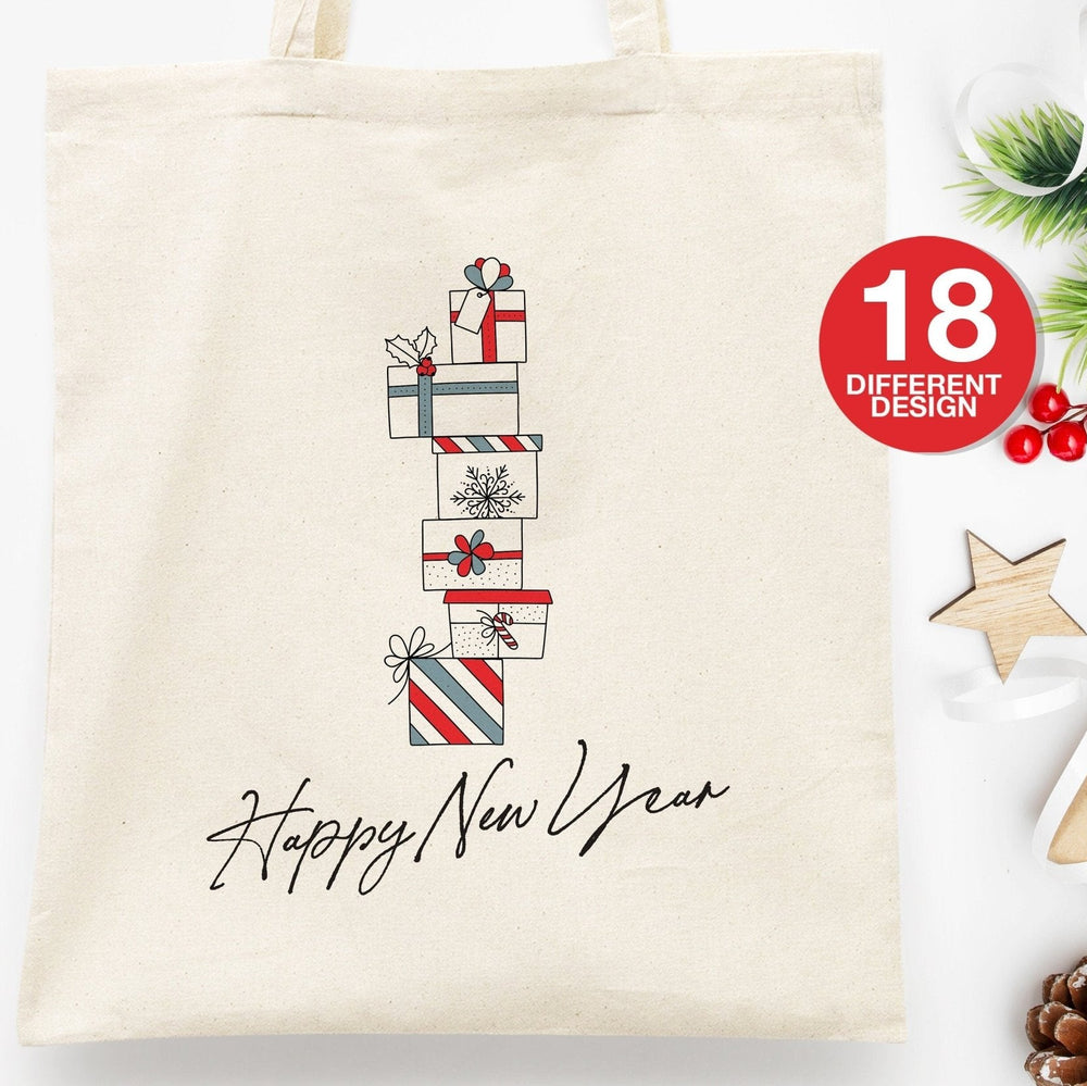 Custom Happy New Year Tote Bag –  14" × 16"  (35 x 40 cm) Personalized Cotton Bag | Pamusan