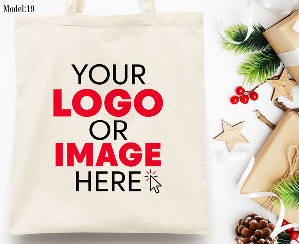 Custom Happy New Year Tote Bag –  14" × 16"  (35 x 40 cm) Personalized Cotton Bag — logo detail | Pamusan