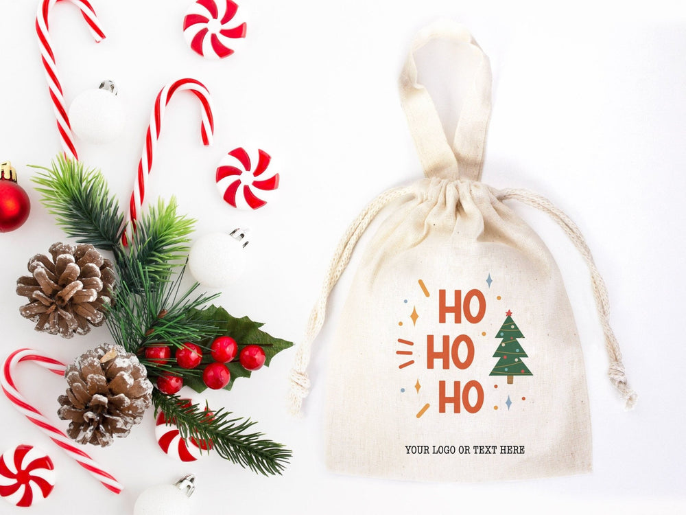 Customizable Ho Ho Ho Christmas Bags – Personalized Gift Bags for Holiday & New Year Gifts – Add Logo or Text | Pamusan