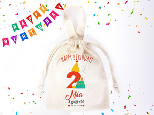 Birthday Favor Pouch Bags – Personalized Cotton Gift Bags (27 Designs) — custom print | Pamusan