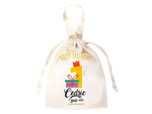 Birthday Favor Pouch Bags – Personalized Cotton Gift Bags (27 Designs) — custom print | Pamusan
