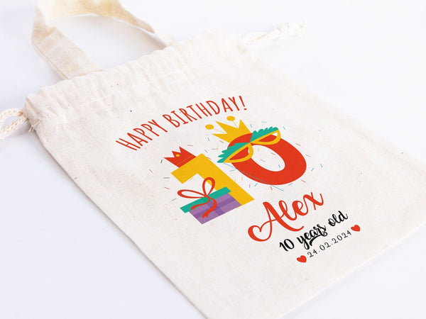 Birthday Favor Pouch Bags – Personalized Cotton Gift Bags (27 Designs) — custom print | Pamusan