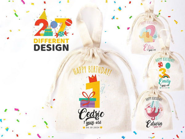 Birthday Favor Pouch Bags – Personalized Cotton Gift Bags (27 Designs) | Pamusan