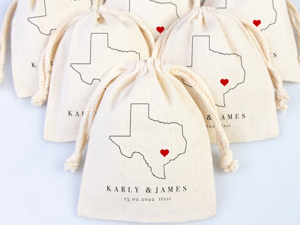 Customized Texas Wedding Welcome Bags – Personalized Tote with Your Name or Texas Map Design — custom print | Pamusan