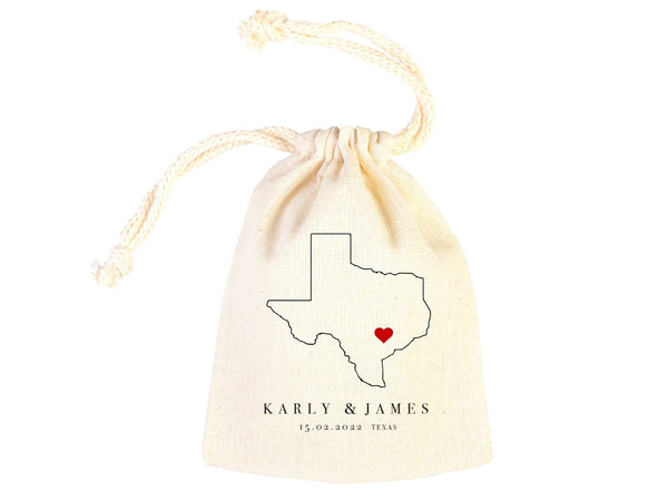 Customized Texas Wedding Welcome Bags – Personalized Tote with Your Name or Texas Map Design | Pamusan