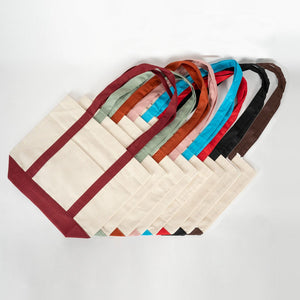 Canvas tassen met gekleurde hengsels – 8 hengselkleuren, waaronder donkerbruin - Pamusan.nl