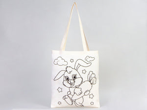 Dinosaur & Rabbit Coloring Tote Bag for Kids – Reusable Cotton Painting Activity Bag — view 8 | Pamusan