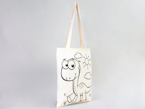 Dinosaur & Rabbit Coloring Tote Bag for Kids – Reusable Cotton Painting Activity Bag — lifestyle view | Pamusan