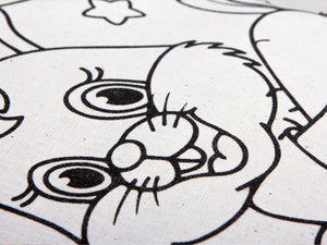 Dinosaur & Rabbit Coloring Tote Bag for Kids – Reusable Cotton Painting Activity Bag — detail view | Pamusan