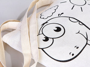 Dinosaur & Rabbit Coloring Tote Bag for Kids – Reusable Cotton Painting Activity Bag — back view | Pamusan